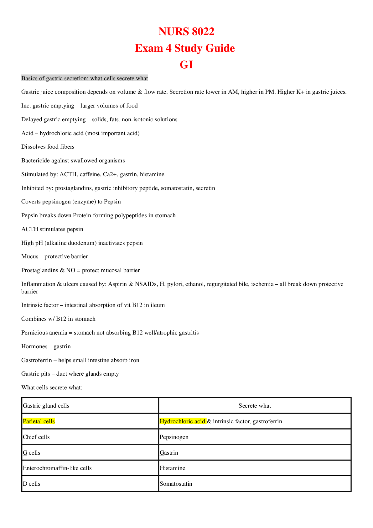 Preview image of NURS 8022 / NURS8022 Exam 4 Study Guide document